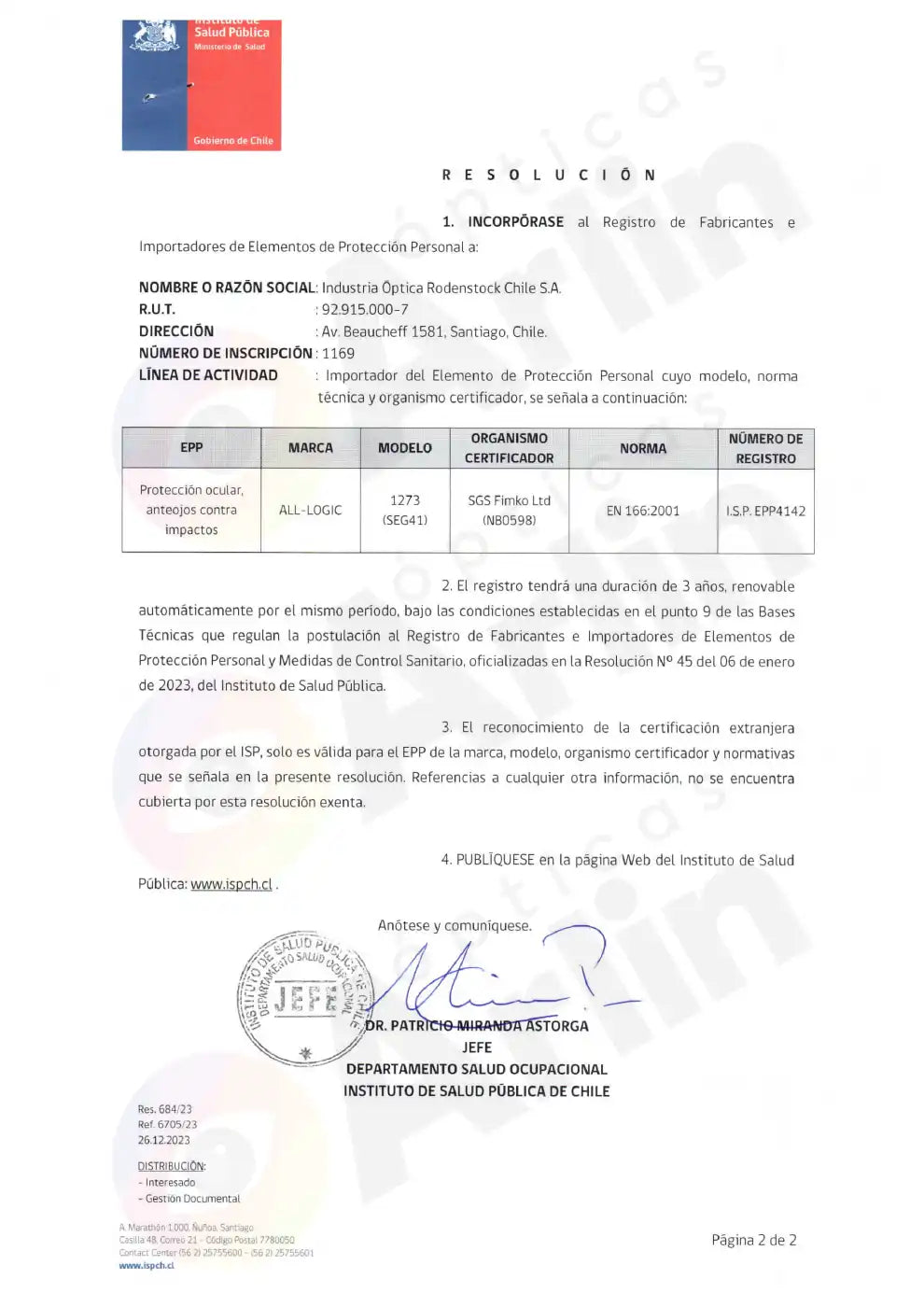 certificado lentes de seguridad